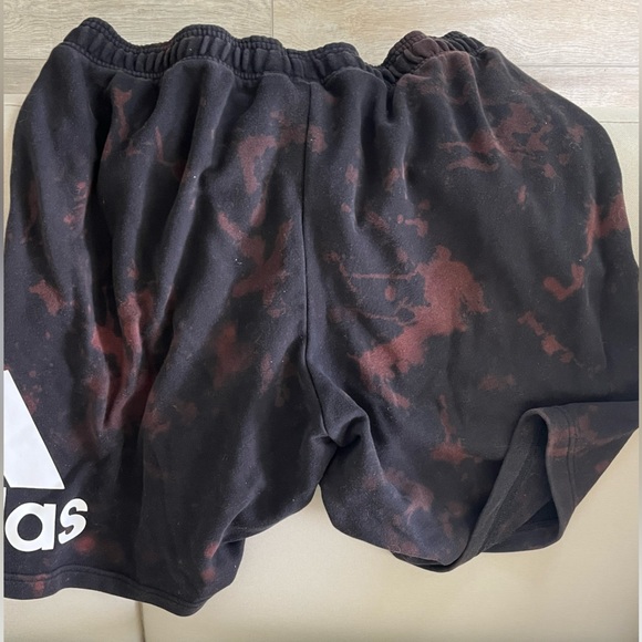 ✨SALE✨Adidas Shorts Mens LARGE Black TieDye Fleece Sweat Elastic Drawstring - Picture 3 of 12
